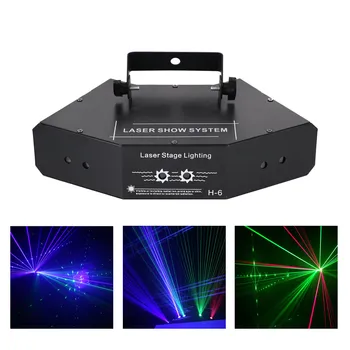 6 Lentile RGB 24 de Modele și Puncte Matrice Fascicul de Raze Plase Efect de Lampă de Vacanță DJ Petrecere Disco Show Proiector DMX cu Laser, Lumini de Scena B-X6