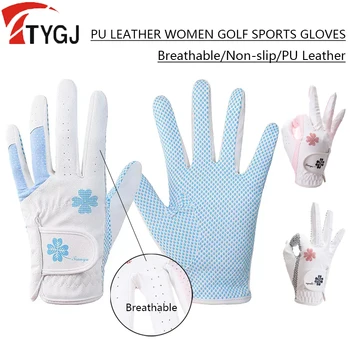 TTYGJ 1 Pereche din Piele PU de Golf, Mănuși pentru Femei Anti-derapare Particule de Golf Mănuși de Matase de Gheață Manusi Respirabil Mănușă Stânga și Dreapta