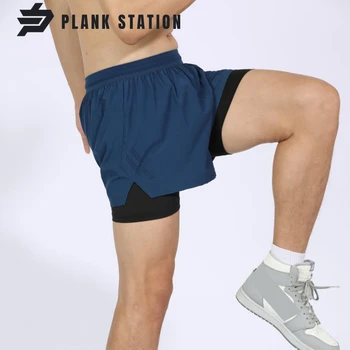 Pantaloni Pentru Bărbați 2023 2 In 1 Care Rulează Pantaloni De Formare Dublu-Punte Pantaloni Ochiurilor De Plasă Respirabil Talie Elastic Cu Fermoar Spate Buzunar Fund