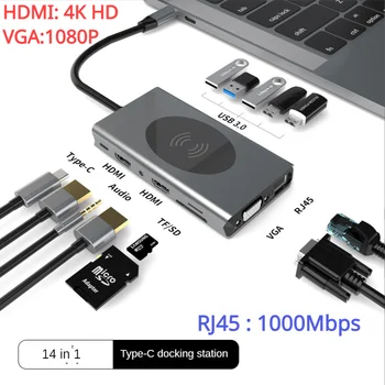 Hub Usb 3.0 Docking Station 4K HD 1080P Splitter mai Multe Porturi de Tip C Extensor Usb Dock Concentrator Pentru Xiaomi, Lenovo Macbook