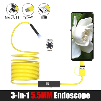 Dearsee 720P Mini Camera 5.5 mm Endoscop cu Camera Android PC USB de Tip C de Inspecție Camea de Canalizare rezistent la apa IP67 Endoscop pentru Masina