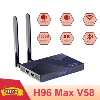 H96 MAX V58 Android 12 TV Box Rockchip RK3588 Octa Core 8GB DDR4 64GB 1000M WIFI6 2.4 G 5G Dual WIFI 8K Media Player, Set Top Box