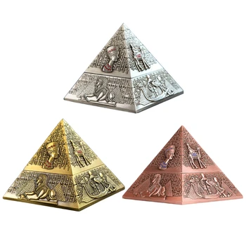 Windproof Metal Piramida Scrumiera Vintage Stil Egiptean tabachera cu Capac Desktop Tava pentru Piscină Interioară