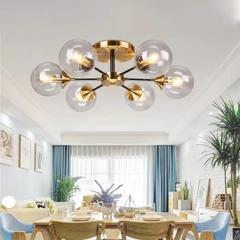 Lustre LED plafon Moderne dormitor fum gri/sticlă transparentă sala de mese amber living decor acasă lampa