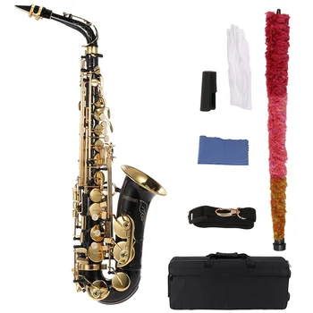 Eb Alto Saxofon Alama Lacuit Aur E Plat Sax 82Z-Cheie Tip Instrument de Suflat din lemn cu Perie Mănuși de Pânză Căptușit Curea de Caz