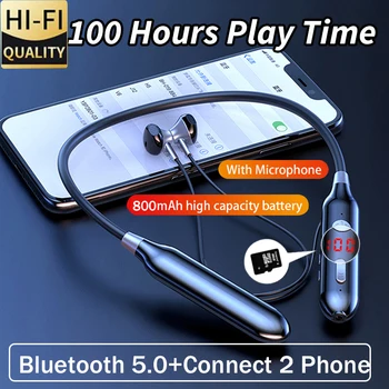 [Suport Card TF] 100 de Ore Gât-Montat Sport Bluetooth setul cu Cască setul cu Cască Magnetic Ultra-Lungă de Viață a Bateriei În Ureche Căști Sport