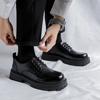 mens casual de birou de afaceri formale rochie pantofi dantela-up pantofi derby negru maro din piele platforma încălțăminte zapatos hombre