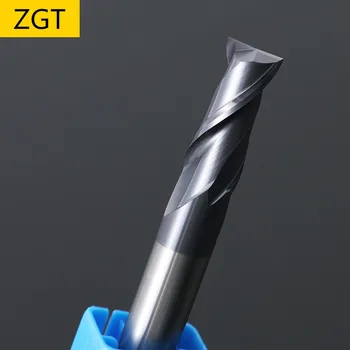 ZGT CNC Fresa HRC50 2 Flaut Aliaj de Carbură de Frezat Metale Tungsten din Oțel freze End Mill 4mm 6mm 8mm 10mm 12mm 16mm 20mm