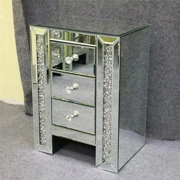 Stil nou de înaltă calitate, moderne, de lux lumina de argint noptieră mobilier de dormitor oglinda partea de masă cu sertar de dulap