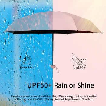 Umbrelă de soare Ploaie Umbrele Anti UV 6-Pliere Umbrela de soare Portabile Usoare Femei Bărbați Parasolar Umbrela pentru Călătorie