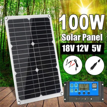 2 Port USB 100W Panou Solar Monocristalin de Celule Solare Încărcător Cu 20A Controller Impermeabil Conector Încărcător de Baterie în aer liber
