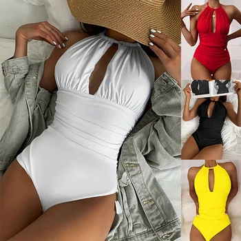 Burtica de Control-O singură Bucată de Costume de baie Micro Set de Bikini Sexy Femei costum de Baie de Culoare Solidă Beachwear 2023 Plajă de Vară Costum de Baie