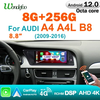 Wireless carplay 8 CORE 2 Din Android 12.0 Radio Auto GPS Ecran Pentru Audi A4 B8 2009-2016 Auto RADIO player multimedia Stereo 4G