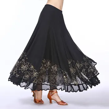 Sequin Dans Modern Fusta pentru Femei Dans Flamenco Fuste Lungi Leagăn Standard Vals spaniolă Sala de Dans Tango Haine de Scenă