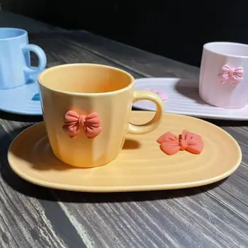 Elegant ins cana set de vase ceașcă de cafea din ceramică ceai de după-amiază cupa fel de mâncare arc drăguț cupa Dim sum fel de mâncare bunuri de uz casnic