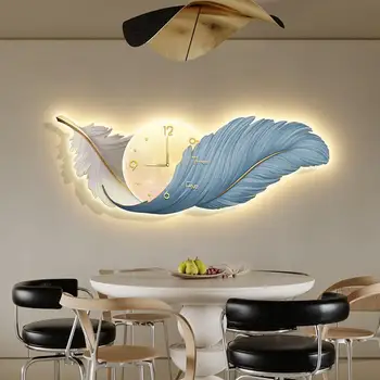 Lumina de lux pene camera de zi de decorare tablou cu ceas canapea fundal agățat de perete pictura dormitor lumina LED-uri de pictura