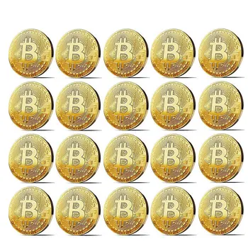 20buc BITCoin Colecție de Artă Placat cu Aur Fizic Bitcoin Bitcoin BTC cu Caz Cadou Fizice Metal de Epocă Imitație