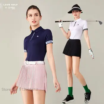 Iubesc de Golf Matase de Gheață Iute uscat Rever Tricouri Femei Răcire Slim Golf tricouri Fete Anti-lumină Cutat Chilot, Fusta cu Talie Inalta Seturi