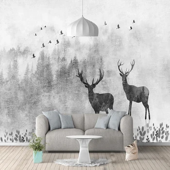 Nordic Epocă Pădure Vis Elk Fotografie Pictura Murala De Perete Tapet De Fundal Pictura Murala De Perete Camera De Zi Dormitor Studiu Decor Acasă Papel Tapiz