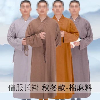 Unisex De Calitate De Top De Bumbac Și Lenjerie De Călugăr Shaolin Costume Budist Zen Pune Meditație Halat De Stareț Uniformă Rochie