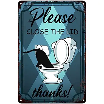 Amuzant Baie Semne de Epocă Toaletă Reguli Tablă de Metal sign - vă Rugăm să închideți capacul | Vintage din Metal Staniu Semn Toaletă, Baie Perete