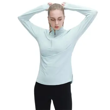 Toamna Winte Nou Stil Pentru Femei Yoga Top Iute Uscat Fitness Rulează Jumătate Fermoar Maneci Lungi Tricou Sport Sport Haine De Yoga
