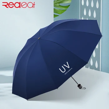 Frunze roșii UV Creativitatea Complet Automată Umbrelă Grosime Catarama Pliabil Anti-Expunerea la Soare Parasolar negru acoperire Umbrela
