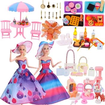 Barbie Dress+Picnic in Miniatura Elemente Pentru Barbie Haine Accesorii BJD Blyth 1/6 1/12 Mobilier Casa Papusa
