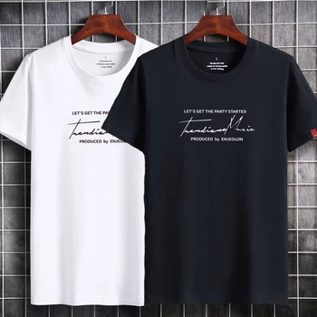 men ' s t-shirt 2-pack Nou bumbac imprimat cu mânecă scurtă pentru bărbați și femei cu același moda scurte gât rotund cu mâneci plus dimensiune de sus