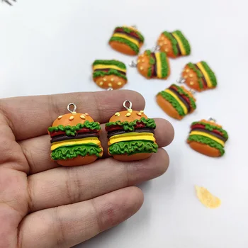 10buc Kawaii Drăguț Fast-Food Hamburger Farmecele pentru a Face Bijuterii Frumoase Rășină Pandantive Diy Cercei Bratara Constatările C1124