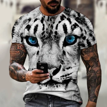 Cele mai recente strada men ' s cămașă, gât T-shirt, imprimare 3D, animale, tigru, feroce tendință de moda, vara stil nou, de mari dimensiuni