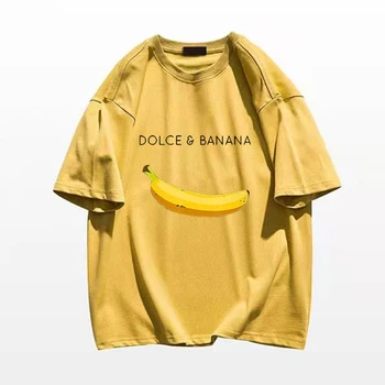 2023 Vara din Bumbac de Calitate Supradimensionate Bluze Femei Bluza Maneca Scurta de Moda de Îmbrăcăminte pentru Bărbați Tricouri Brand de Lux Dolce Banana