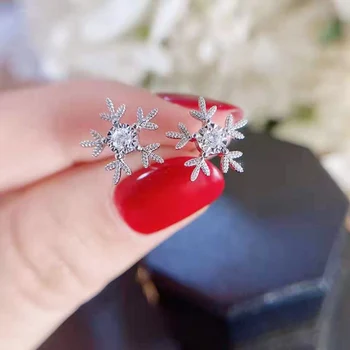 De lux Cristal Fulg de nea Cercei Ureche Piercing Accesorii de Iarna pentru Femei Delicat Fata Cadou Petrecere de Dans Moda Bijuterii