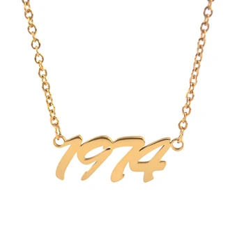 Din Oțel inoxidabil Placat cu Aur 18K Bijuterii Colier Anul Nașterii Număr Personalizat Femei Personalizate Pedant