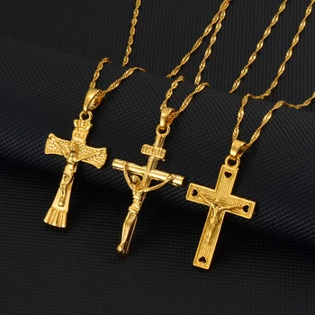 Anniyo Isus Cruce Pandantive și Coliere pentru Femei Fete Isus Creștinismul Religia Creștină Botezul Farmec Cruci