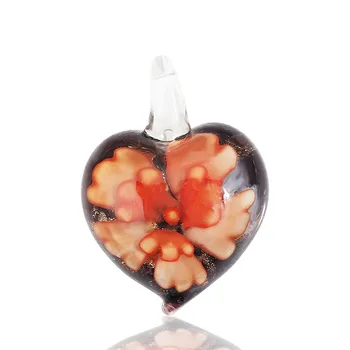 QianBei Moda Mic Drăguț Fermecător Inima De Flori Lampwork Pandantive Din Sticlă De Culoare Alege