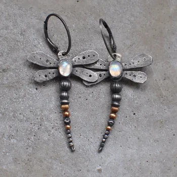 Culoare de argint Dragonfly Cercei Pentru Femei de Moda de Epocă Etnice lucrate Manual, ștrasuri din Mărgele Cercel Bijuterii de Nunta aretes para mujeres
