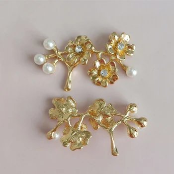 10 BUC 30*53 mm Metal Ramură de Copac Încrustat Cu Perle Imitație de Flori Decoratiuni Handmade, DIY Bijuterii Accesorii