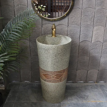 Ceramic Integrat Piedestal Bazinul Grădină Chiuveta Etaj Exterioare Tip Coloană Verticală De Tip Chiuvetă Curte Verticale Piscină