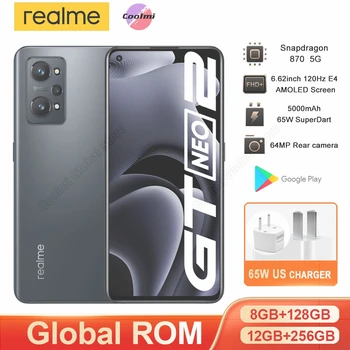 Global ROM Realme GT NEO 2 8GB 256GB Smartphone Snapdragon 870 Octa Core 6.62