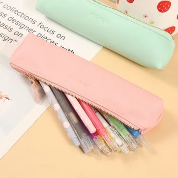 Creion Mini Bag PU Culoare Solidă Student Consumabile Kawaii Fermoar Pungi Caz Creion Husă Școală Papetărie de Birou Sac de Cosmetice