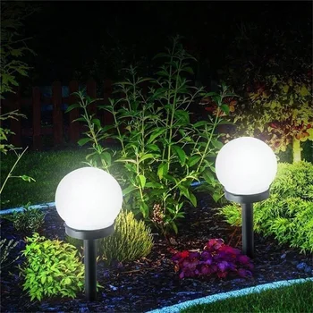 2 buc LED-uri Solare Mingea Lampa de Gradina Mingea Lămpi cu Sol Spike pentru Terasă în aer liber cu Gazon, Garaj Grădină Terasă în aer liber