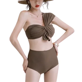 2-Bucata Femei costum de Baie Sexy Bikini cu Talie Înaltă Costum de Baie pentru Vara Fierbinte de Îmbrăcăminte de Primăvară Subțire Lenjerie
