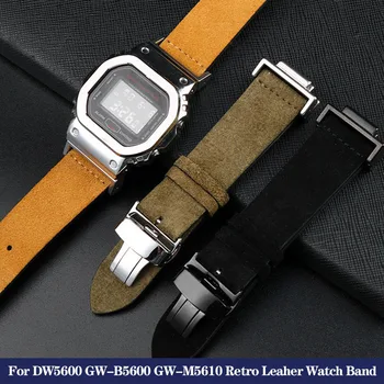 New Vintage din Piele Watchbands Pentru G-SHOCK Casio DW-5600 GW-B5600 GW-M5610 DW5600 Retro piele de Căprioară Puf Ceas Bratara Maro Curea
